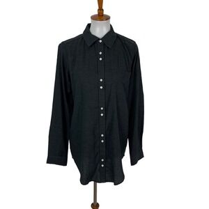 Lila P Medium‎ Gray Button Down Shirt Long Sleeve Minimalist Capsule Wardrobe